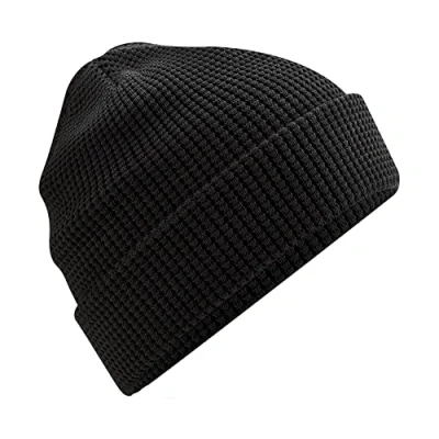 Afbeelding van Beechfield B52N Wafelmuts van biologisch katoen, Zwart, S XL