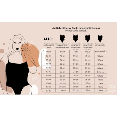 Afbeelding van Cheeky Wipes Menstruatie badpak Maat 36 38 Veilige en Discrete Zwemkleding Uitneembare vulling