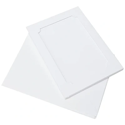 Afbeelding van Papermania Kaarten/enveloppen foto fit diafragma, pak van 4, 300 g/m², wit, 5 x 7, kaartenset voor verjaardagskaarten, bedankkaarten, Valentijnsdag, babyshower en trouwkaart, ideaal thuis