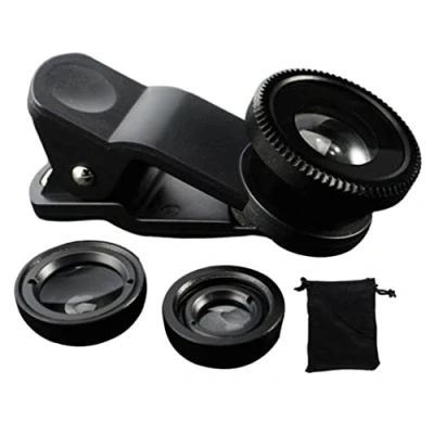 Afbeelding van Mobiele telefoon Camera Lens Kit Groothoek Macro Fish Eye Compatibel met de meeste iPhone smartphone (zwart)