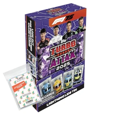 Afbeelding van Bundel met Topps Turbo Attax Formule 1 2025 Trading Cards + Exclusieve Collect it hoezen (1 Mega Tin Box (willekeurige selectie))