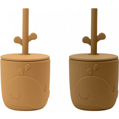 Afbeelding van Done by deer kinderbeker met rietje peekaboo wally mustard 2st