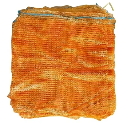Afbeelding van (100 stuks) Oranje Netzakken 42 x 60 cm, Raschel Zakken met Trekkoord, Plastic Mesh Zakken, Groentezakken