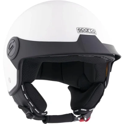 Afbeelding van Sparco Demi Jet helm met klep voor witte motorfietsen ABS behuizing, maat M