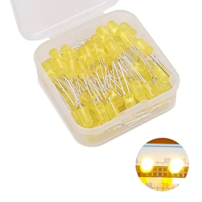 Afbeelding van 5mm led diodes, 80 stuks geel lichtdiode, 3V 2 Pins lichtgevende diodekit, ronde kleur lichtverstrooiing emissiedioden (Geel 80Pcs)