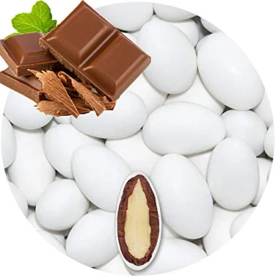 Afbeelding van EinsSein 0,5kg Chocolade Suiker amandelen bruiloft Melkchocolade wit mat suikerbonen bruitssuiker dragees confetti kleuren pure omhuld coating suikerlaagje boontjes geboorte communie candy bar