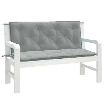 Afbeelding van Tuinbankkussens 2 st 120x50x7 cm stof gemêleerd lichtgrijs