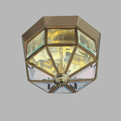Afbeelding van Searchlight Plafondlamp Inbouw klassiek messing antiek, achthoekig