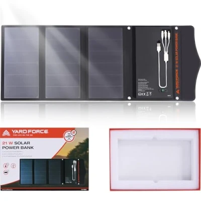 Afbeelding van AMIRO 21W Portable Solar Charger with 2 USB Ports, 13000mAh Built in Battery, Panel Digital Battery Indicator, for Charging Devices iPhone, Android, MacBook, LX PB21