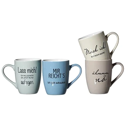 Afbeelding van Ritzenhoff &amp; Breker Beker Uitspraken Motief &#039;gezegden&#039;. 300 ml, 4 delig (set, delig)