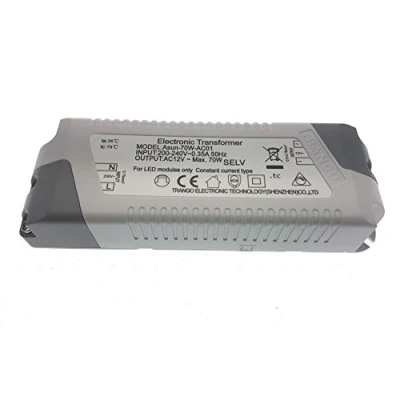 Afbeelding van Trango ASUN 70W AC01 led transformator, dimbaar, 12 volt AC, max. 70 watt, trafo, laagspanningsvoeding, driver voor MR16, GU5.3, G4 ledlampen, strepen, band, lampen