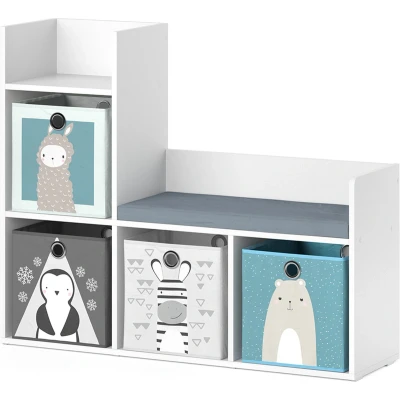 Afbeelding van Vicco Kinderboekenkast &quot;Luigi&quot;, Wit, 107.2 x 88.6 cm met 2 vouwboxen opt.2