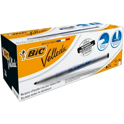 Afbeelding van 24x Viltstift Bic 1721 whiteboard rond zwart 1.5mm