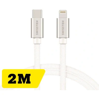 Afbeelding van Swissten Lightning naar USB C kabel 2M Gevlochten voor iPhone 7/8/X/11/12/13/14 Zilver