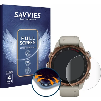 Afbeelding van Savvies Screenprotector voor Garmin Descent Mk3 (43 mm) Folie Beschermfolie transparant volledig dekking (4 Stuks)