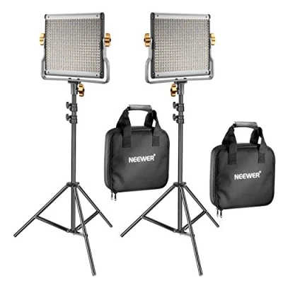 Afbeelding van Neewer 2 stuks dimbare bi kleur 480 LED video lichtstand verlichting kit: 3200 5600K CRI 96+ paneel met U houder 78,7 inch voor YouTube Studio fotografie