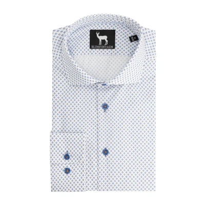 Afbeelding van Gents Blumfontain wieber print beige blauw Maat L