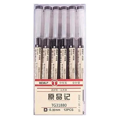 Afbeelding van Gelpen met vloeibare inkt, sneldrogende rollerbalpennen, hoogwaardige Japanse stijl, extra fijne 0,35 mm punt, kantoor /schoolbenodigdheden, zwart, set van 12 stuks