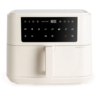 Afbeelding van CREATE Fryer Air Dual Friteuse zonder olie, 10 liter, met gebroken witte scheider, capaciteit 7 8 porties, multifunctioneel touch bedieningspaneel, voedselverdeler, vooraf geïnstalleerde