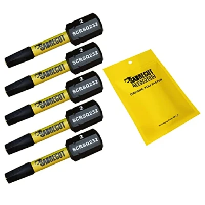 Afbeelding van 5 x SabreCut SCRSQ232_5 32 mm SQ2 vierkante magnetische slagschroevendraaier bits set enkelzijdige zware uitvoering Compatibel met Dewalt Milwaukee Bosch Makita en anderen