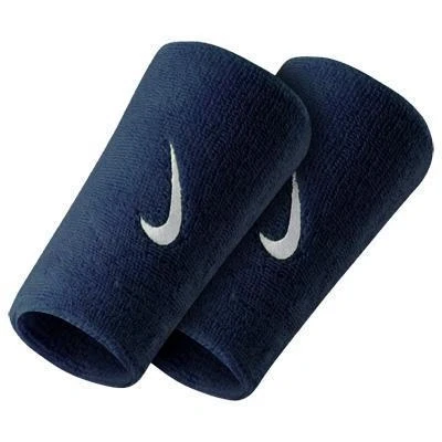 Afbeelding van Nike Senior brede polsband donkerblauw/wit (set van 2)