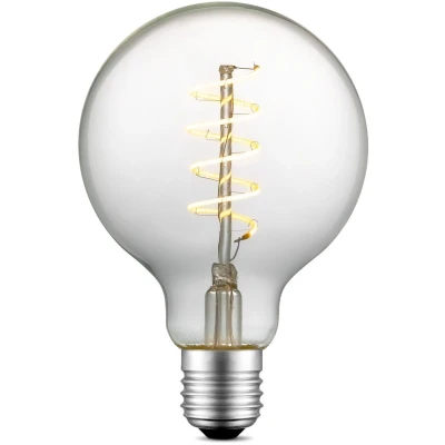 Afbeelding van Home Sweet Edison Vintage E27 LED filament lichtbron Globe Helder 9.5/9.5/13.5cm G95 Spiraal Retro lamp Dimbaar 4W 280lm 3000K warm wit licht geschikt voor fitting