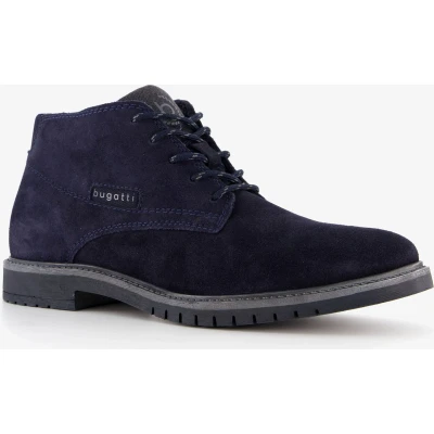 Afbeelding van Bugatti hoge suede heren veterschoenen blauw Maat 40 Echt leer