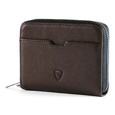 Afbeelding van Vaultskin Mayfair Minimalistische lederen portemonnee met ritssluiting, kleine RFID blokkerende multi kaarthouder muntvak, Bruin, Eén maat, Minimalistisch