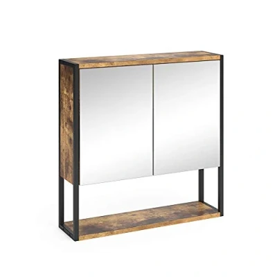 Afbeelding van Vicco Badkamerspiegelkast Fyrk, Antiek hout/Zwart, 60 x 60.6 cm