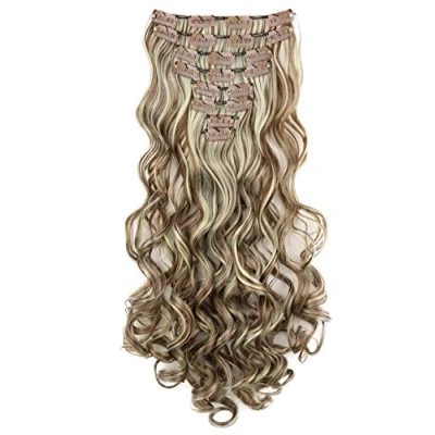 Afbeelding van CAISHA XXL 45cm 8 Delige Set CLIP IN EXTENSIONS Haarextensies Haarstukje Golvend Bruinblond Mix CES15 1