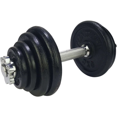 Afbeelding van Tunturi Dumbell Gietijzer totaal 15kg Halterset met schroefsluiting Dumbbell Set 1 Halterstang 30mm Incl. gratis fitness app