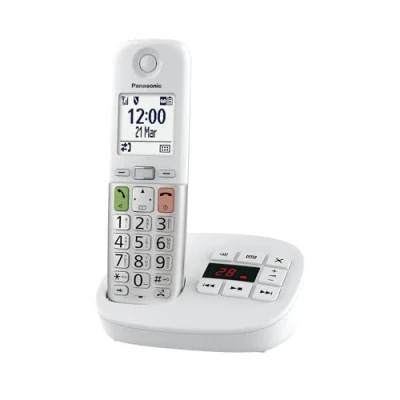 Afbeelding van Panasonic KX TGU430EXW Digitale draadloze telefoon met antwoordapparaat, versterkt volume, basiseenheid en 1 hoofdtelefoon, lcd display, zaklamp, compatibel wit zilver