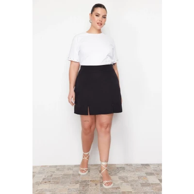 Afbeelding van Trendyol Zwarte Split Mini/Korte Lengte Plus Size Geweven Rok Tbbaw23Az00048