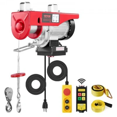Afbeelding van VEVOR Elektrische takel met dubbele kabel, max. belasting 600 kg, kabelafstandsbediening 4,2 m, hefhoogte enkele kabel 12 katrol noodstop, krik voor garage, magazijn, fabriek