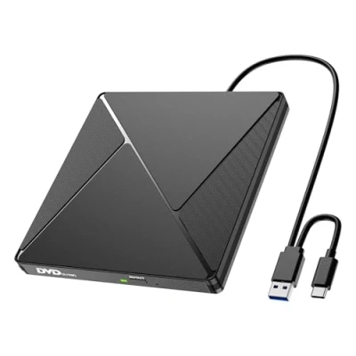 Afbeelding van Externe cd/dvd drive/cd/dvd station met USB 3.0 en C, draagbare CD/DVD/ RW/ROM schijven, stabiel voor pc/laptops/Windows 11/10/8/7/XP/Vista/Linux/MacOS