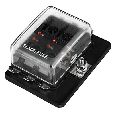 Afbeelding van Jtron Auto zekeringenkast 6 manier DC12 32V Blade zekeringbox houder met LED waarschuwingslampje Kit voor Automotive ATC/ATO Boot Marine Trike way
