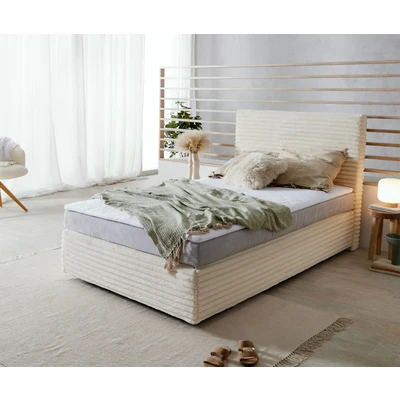 Afbeelding van DELIFE Boxspringbed Dream Well pluche corduroy beige 120x200 cm Bonell matras PU topper