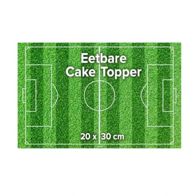 Afbeelding van dekora 231136 Eetbare Voetbal, taartdecoratie, rechthoekig, van suikervrij eetpapier, 20 cm, taartonderlegger, groen