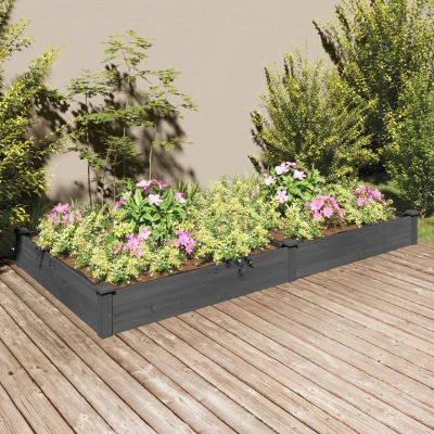 Afbeelding van Plantenbak verhoogd met voering 240x120x25 cm vurenhout grijs