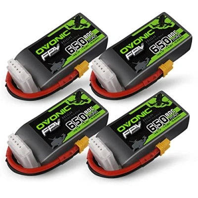Afbeelding van OVONIC 4s Lipo accu 80C 650 mAh 14,8 V met XT30 voor RC vliegtuig quadcopter helikopter FPV Racing drone (4 stuks)
