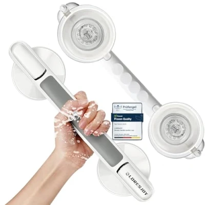 Afbeelding van Mannicix handgreep, douche, badgreep, zonder boren, douchegreep met zuignap, antislip badkamer, wc, voor ouderen (2 stuks)