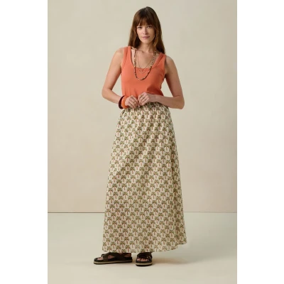 Afbeelding van Sissy Boy Dames Multicolour maxi rok met palmboom print (Maat M, Katoen)
