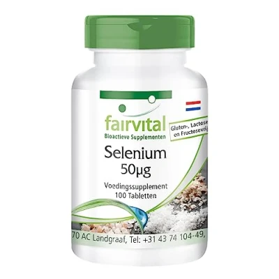 Afbeelding van Fairvital Selenium 50mcg van seleniumgist HOOG GEDOSEERD VEGAN 100 seleen tabletten