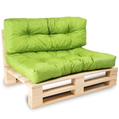 Afbeelding van Bananair Palletkussens/Matras voor Euro Pallet Tuinkussen Bank, Stoel, Kussen, Zitplaats Binnen/Buiten UV bescherming Waterdicht (Groen, Set 1 Rugleuning 120x40 cm + 120x80 cm)