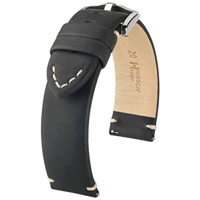 Afbeelding van HIRSCH Uhren Armband Ranger echte kalfsleer klassiek/elegant voor dames en heren Zwart 22 mm