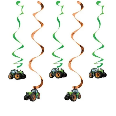 Afbeelding van Tractor Time hangdecoratie swirls 61cm l 5 stuks