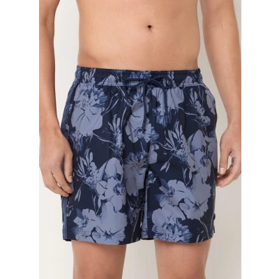 Afbeelding van HUGO BOSS heren Alain zwemshorts met print en steekzakken in de kleur Indigo, maat: L