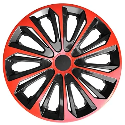 Afbeelding van NRM STRONG DUO Wieldoppen 14&quot; Set van 4 stuks / Kunststof Rood/zwart