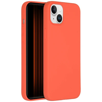 Afbeelding van Apple iPhone 15 Plus MagSafe Hoesje Siliconen en TPU (zacht) Accezz Softcase/Backcover Oranje Telefoonhoesje
