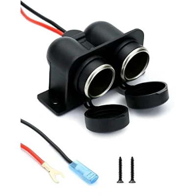 Afbeelding van QWORK® sigarettenaansteker in de auto DC 12V waterdicht stopcontact met 60cm aansluitkabel en zekering voor boten, auto&#039;s, motorfietsen